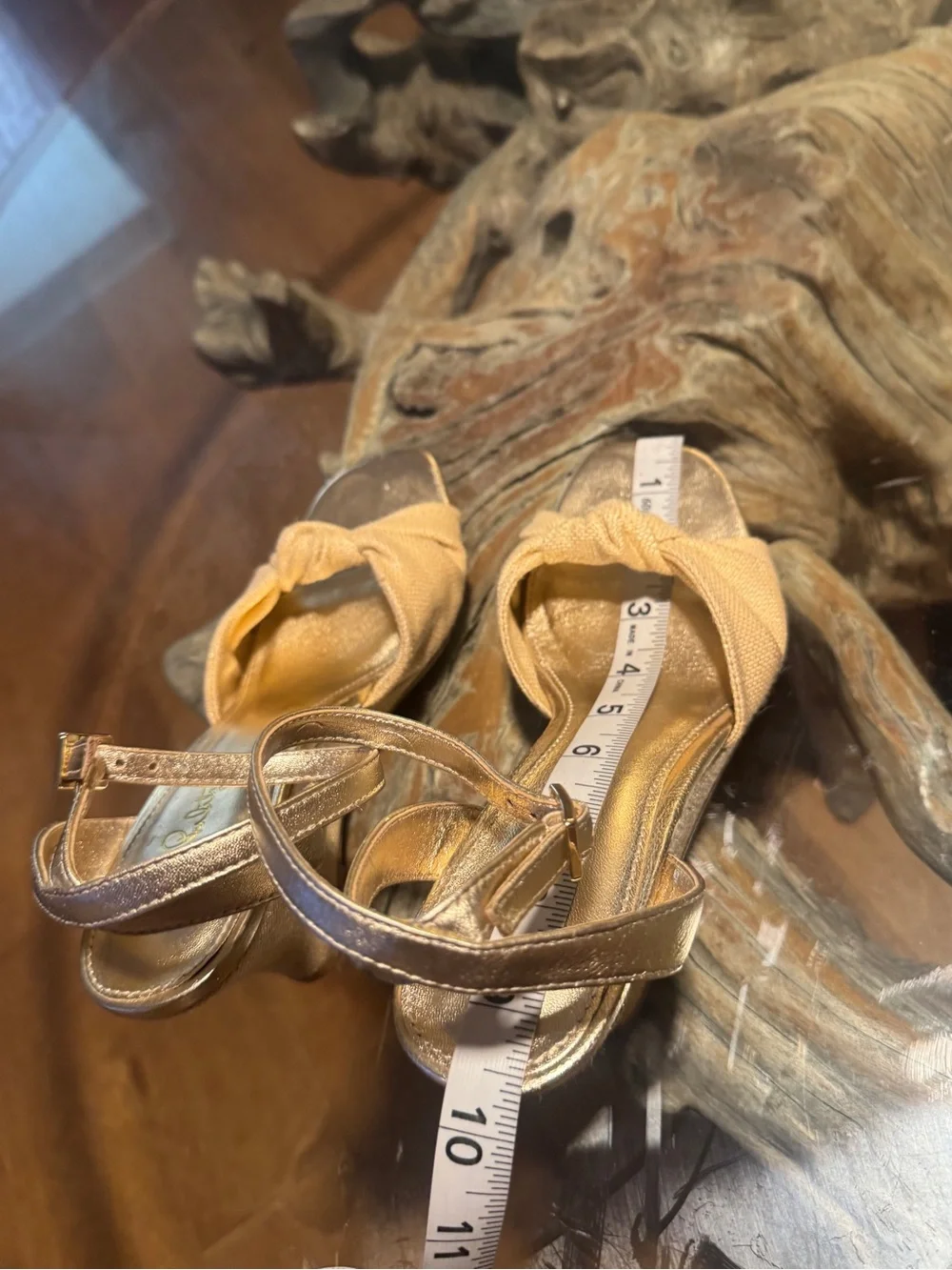 Lilly Pulitzer Gold Metallic & Beige Knotted Wedge Sandals